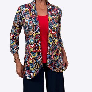 Vibrant Colorful Chiffon Soft Stretch Blazer Jacket